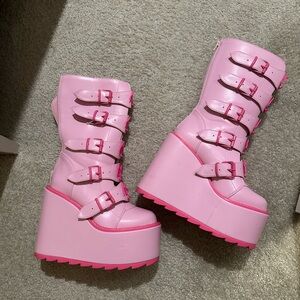 Dolls Kill Toxic Dune Pink Platform Boots